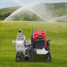 CNCEST Commercial Gasoline Engine Water Pump 4 Stroke 38CC 1 Inch Inlet Portable Gas-Powered Water Transfer Pump Air-Cooling Water Pump For Flood Gardening Irrigation - Silver & Red & Black - View 3