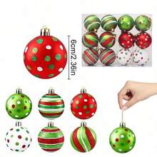 12pcs Classic Christmas Ornaments, 6cm Round Plastic Hanging Balls For Christmas Tree Decoration, Festive Holiday Decor For Wedding, Thanksgiving, Halloween, Valentine's Day - No Feathers, Christmas Party Decorations