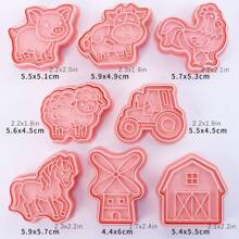 8 件动物饼干模具 3D 压制卡通动物饼干模具 适合儿童生日返校圣诞节感恩节派对装饰