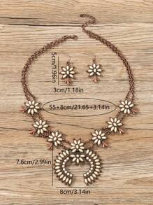 Colier cu lanț dublu turcoaz din bronz antic, stil boem vintage pentru femei, retro personalizat, cu potcoavă, din aliaj de zinc, potrivit pentru asortarea ținutelor, purtare zilnică, sărbători și alte ocazii