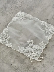 1/2/4/6pcs White Lace Square Coasters, French Vintage High-End Beaded Sequin Handmade Embroidered Placemats, Suitable For Coffee Table, Daily Use, Festivals, Weddings, Parties, Home Decor, Dorm Decor, Photography Background - White - View 6