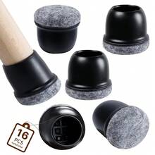 16PCS Protectores de Patas de Silla Antideslizantes de Silicona 360°Almohadilla de Fieltro para Patas de Muebles, Cubierta Engrosada para Pisos de Madera Dura - Diámetro 25-30 mm - Ver 9