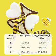 猫小狗服装蜜蜂翅膀背带带牵引绳 PC 套装透气网眼派对服装可爱宠物配饰多种尺寸适合猫小狗，适合作为万圣节、圣诞节、情人节等节日的礼物。 - 彩色 - 查看 4