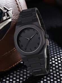 1pc Men's Fashion Casual Personalized Arabic Numeral Dial Quartz Watch, Suitable For Daily Wear Or As Holiday Gift - Multicolor - View 3