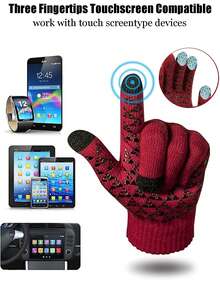 3pcs Kids Winter Hat, Scarf And Gloves Set, Knitted Beanie Hat And Scarf, Suitable For 3-12 Years Old Children - Burgundy - View 3