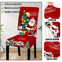 4/6 Unique Christmas Designs, Santa Claus & Snowman Digital Positioning Print Chair Covers, Removable & Washable Chair Cover Set, Soft Elastic Seat Protector, Suitable For Christmas Atmosphere Decoration In Restaurant, Kitchen, Banquet Hall, Dining Room, Bedroom, Office, Living Room, Dormitory And Home - Multicolor - View 5