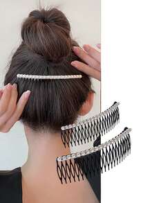 4pcs Women's Colorful Rhinestone Flower Hair Combs, Suitable For Daily Use Elegant Tiaras,Hair Accessories,Wedding,Bride Hair Styling,Side Comb, Head Accessories, Party - Multicolor - View 5