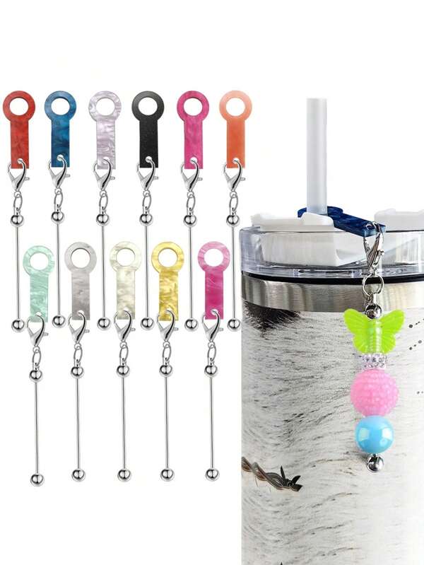 5/10PCS DIY Straw Bead Charm Set Includes Mini Lobster Clasps, Bead Rods, And Straw Decoration Accessories. Perfect For Creating Custom Jewelry, Cup, And Straw Decorations. A Portable DIY Kit For Crafting Beautiful Beads And Pendants, Ideal For Desktop Ornaments, Party Favors, Or Back-To-School Gifts.