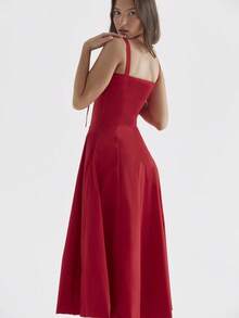 Women Midi Dresses - 紅色 - 查看 2