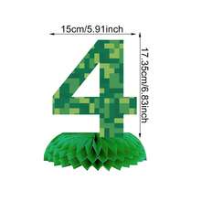 1pc Pixel Birthday Decor, Green Pixel Series Digits 0-9 Honeycomb Decor Options, Pixel Birthday Honeycomb Center Decor, Pixel Birthday Table Decor, Party Supplies, Birthday Gift, Party Favors, Hawaiian Christmas Party Decoration - Multicolor - View 11