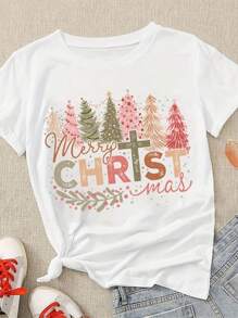 Christmas Tree Merry Christmas DIY Iron-On Heat Transfer Sticker Decals Patch, Suitable For T-Shirts, Sweatshirts, Pillowcases, Fabric, Bags And Clothing Decoration, Winter Merry Christmas Xmas New Year Retro Holiday Party Decor, 10inch