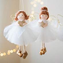 1pc Christmas Decoration Whimsical Fairy Tale Angel Pendants, Cute Angel With Wings, Mesh Dresses - Perfect For Christmas Tree, Home & Window Display, Valentine'S Day & Thanksgiving Gifts, Festive Ornament|Playful Design|Detailed Craftsmanship, Battery-Free Hanging Ornaments For Xmas Tree, New Year, Fall Decor