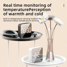 Reloj despertador LED de estilo moderno con pantalla grande - Reloj de control de voz digital de doble alimentación (enchufe/batería) con temperatura