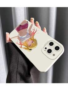 带镜头保护罩的防震保护壳:动漫女孩风格提升你的心情 - 白色 - 查看 3