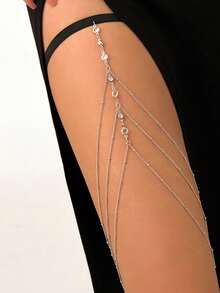 This One-Piece Set Of Extremely Simple Stone Beaded Tassel Leg Chain And Silver Sexy Leg Band Is Perfect For Ladies To Wear As A Daily Beach Party Gift