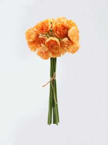 27 têtes de fleurs / 9 tiges / bouquet, camélias artificiels, une tige avec trois fleurs, fausses fleurs avec bord brûlé, roses, pivoines, fleurs de thé, accessoires pour photo de mariage, petit bouquet de décoration pour la maison, ornement, accessoires pour photo de mariage, petit bouquet de décoration pour la maison, décoration de table de salon à la maison, composition florale DIY pour la décoration de la proposition, décoration de salle à manger et de salon à la maison