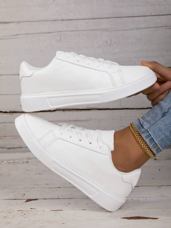 New Women's Classic White Casual Sneakers, Student Shoes, Retro Style, Versatile, Breathable Athletic Platform Shoes
