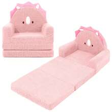 Kids Couch, 2-In-1 Convertible Soft Sherpa Fabric, Toddler Chairs Comfy 1-5 Years Old, Cartoon Animal & Crown Design, Toddler Furniture For Bedroom And Playroom, Bear, Medium - Khủng long hồng giảm giá 70% - Xem 1