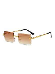 1pc Men's Metal Frame Frameless Rectangular Noble Abstinence Sexy Popular Anti-Blue Light Non-Prescription Glasses, Suitable For Summer Sun Protection, Beach, Vacation, Driving, Party, Eyeglasses In A Variety Of Colors To Choose From (Black Glasses, Transparent Glasses, Blue Glasses, Green Glasses, Pink Glasses, Brown Glasses)