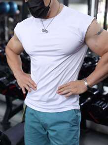 男士健身训练背心，夏季休闲舒适上衣，男士无袖运动上衣