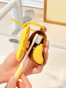 1pc Cute Banana Toothbrush Protective Cap, Portable Dust-Proof Cover, Toothbrush & Toothpaste Storage Box, Compact & Convenient