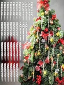 12pcs Spiral Icicle Christmas Tree Decorations, Spiral Hanging Ornaments For Christmas Holiday Party Wedding DIY Accessories - White - View 1