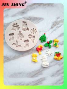 1pc Light Grey Silicone Christmas Series Cake Mold, Ideal For Diy Cake Decorating, Chocolate, Clay & Resin Molding, Christmas Themed Baking Tool