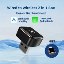 2 In 1 Wireless Carplay Android Auto Adapter Smart Mini Box Plug & Play For Nissan, And Most Cars - Multicolor - View 2
