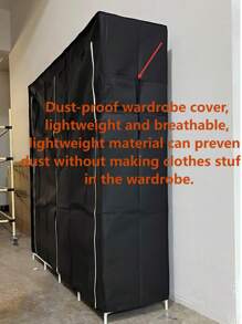 1 Pieza Armario de metal fácil de ensamblar, armario portátil, almacenamiento de tela plegable con barra de colgar y estantes, adecuado para dormitorio/dormitorio, fácil de ensamblar, sin herramientas necesarias