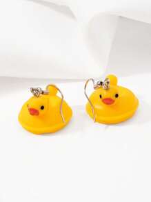 1 对可爱 3D 小黄鸭和优雅天鹅吊坠耳环，趣味动物吊坠耳环，适合青少年 - 均碼2 - 查看 1