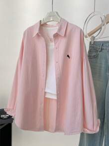 Women's Solid Color Casual Long Sleeve Shirt, Versatile