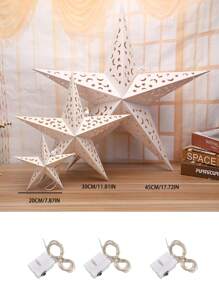 1/3pcs Foldable Hanging LED Starlight Lamps, Star & Moon Paper Lanterns, Suitable For Room Decor, Party, Christmas Decoration - Star - View 4