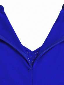 Elegant Sparkling Rhinestone Women's Extra Long Sleeve Long Dress Birthday Party Graduation Prom - Blue - View 6