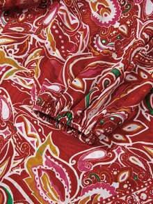 Acelitt Autumn Bohemian Paisley Print V-Neck Tie Loose Casual Long Sleeve Shirt - Multicolor - View 9