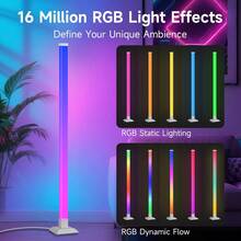 1.5m RGB LED Floor Lamp With Dynamic Lighting Modes, Neon Lights, Wall Mounted Disco Lighting Synchronized With Music For Living Room, Bedroom, Party, USB Powered Smart Floor Lamp With RGB Color Changing, Plastic Lampshade DIY Shape, Suitable For Stage, KTV, Bedroom, Study, Living Room, Wardrobe, Display Cabinet, Showroom, Store, Gallery, Corridor, Dining Room, Clothing Store, Bar - Floor-standing Atmosphere Lamp DIY RGB Dimmable - View 3