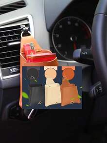 1Pc Car Air Outlet Storage Bag Vehicle Dashboard Pocket Organizer For Phone Power Bank Keys Money Cards Glasses Sunglasses Double Layer Car Accessories Interior Organization - Multicolor - View 2