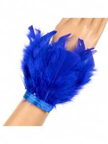 1件羽毛袖口/羽毛臂环/歌舞女郎腿部装饰手镯，适合狂欢节派对、角色扮演、舞台表演服装、万圣节 - 多色 - 查看 4