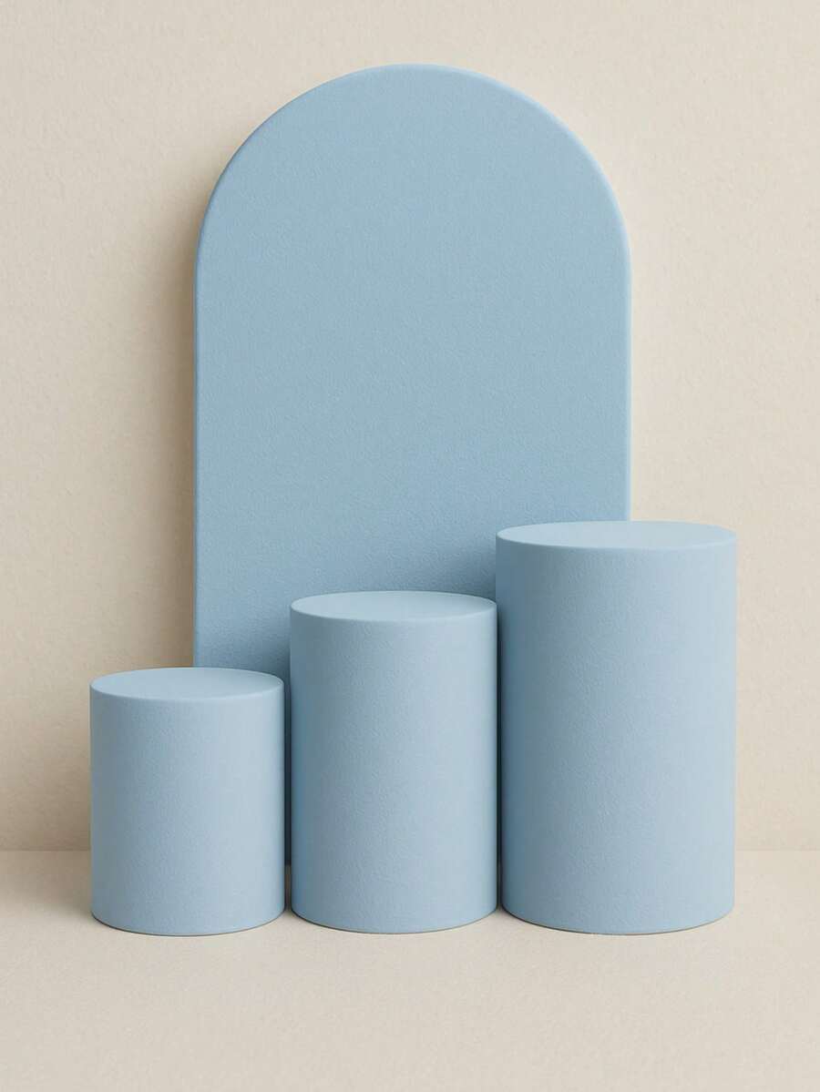 Set Of 4 Double-Sided Roman Panel Pieces And Cylinders - Blue - View 1