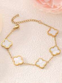 1pc Five-Petal Flower Bracelet, Clover Flower Bracelet, Delicate Luxury Unique Gift For Women