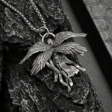 SeuSuk 1件复古四翼女神吊坠项链，适合男士日常休闲佩戴，珠宝礼品 - 銀色 - 查看 3