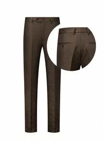 Men's 2-Piece Suit Set, Double-Breasted Fitted Sport Jacket And Trousers, Perlis Pattern Suit - Wedding Tailcoat, Business Suit - 咖啡棕 - 查看 5