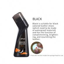 100ml Black Liquid Shoe Polish, Instant Shoe Shine, With Sponge Applicator, Suitable For Dress Shoes, Boots, Jackets