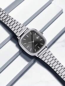 1pc Men's Quartz Watch, Simple And Casual, With Date Display, Strap Non-Adjustable, Men's Gifts, Suitable For Father's Day, Back To School Season Gifts And Daily Wear, Box Not Included - Black - View 10