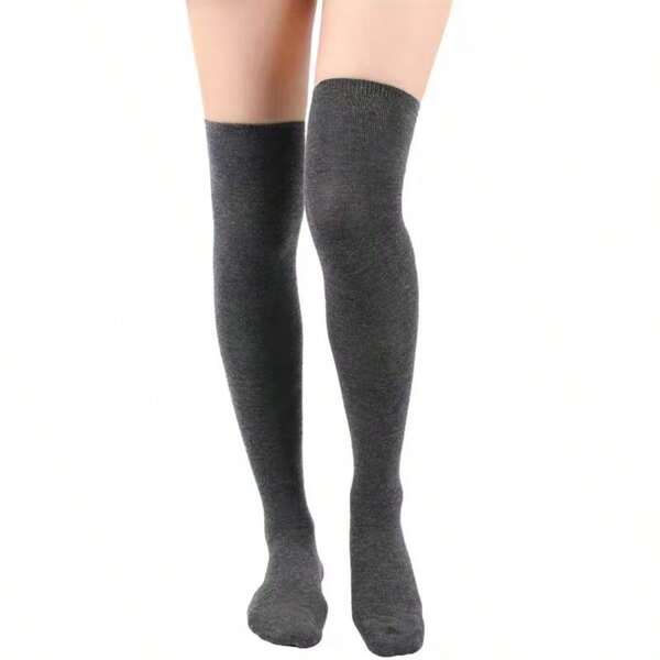 1 Pair Christmas Thigh High Socks, Over-The-Knee Socks For Women, Halloween, JK Style, Solid Color Long Stockings, Suitable For Holiday Cosplay