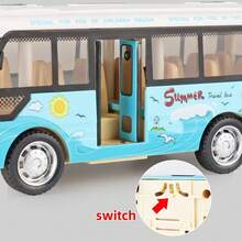 Autobús interactivo de la ciudad para niños con luces y sonidos, vehículo de juguete de plástico con retroceso, perfecto para el tiempo de juego de los niños, regalos de vuelta a la escuela - Multicolor - Ver 11