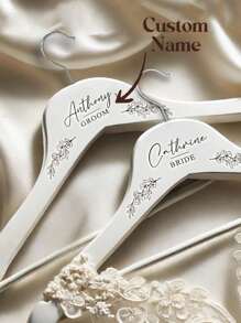 Personalized Wedding Hangers - Personalized Wedding Hangers - Wedding Hanger - Wooden Engraved Hanger - Bridal Dress Hanger - Multicolor - View 2