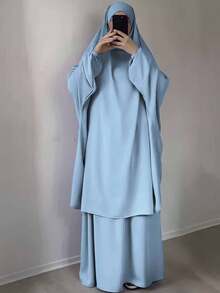 1 Bộ váy Abaya Hồi giáo, thoáng khí và thoải mái, nhiều màu sắc, váy Hijab Khimar và Abaya Jilbab cổ điển và đa năng, khăn trùm đầu cầu nguyện Jilbab chất lượng cao cho phụ nữ Hồi giáo, quần áo Hồi giáo Khimar - Nhiều màu - Xem 9