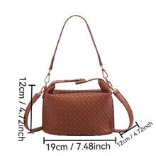 Bolso de mano tejido de piel sintética para mujeres, bolso de moda tipo tote, bolso casual cuadrado pequeño para el hombro, monedero ligero, adecuado para chicas, damas, estudiantes universitarias, jóvenes profesionales, versátil para combinar con atuendos