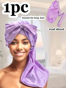 (多种颜色可选)1 件长款缎面发丝睡帽，适合女士睡觉，长款缎面发丝睡帽，长辫子发帽可重复使用可调节护发包裹帽睡眠帽。