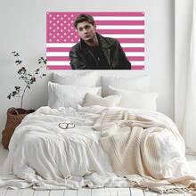 3x5 Ft Jensen Ackles Pink American Flag Tapestry With 2 Metal Rings, Suitable For Bedroom, Living Room, Dorm Decor - Multicolor - View 4